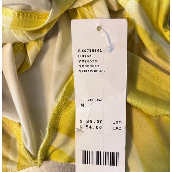 New Urban Outfitter Yellow Swirl Plunge Neckline Crossed Tie Back Crop Top SmalL - Picture 7 of 11